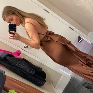 Brown/Taupe Meadow Formal Open Back Ruffled Dress With Bow from Windsor